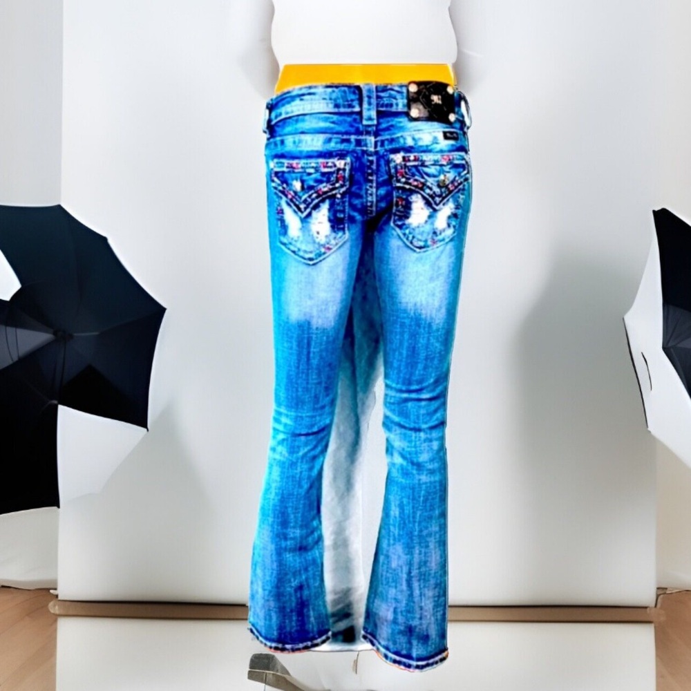 Miss Me Medium Wash Signature Series Bootcut Embellished Back Pocket Denim